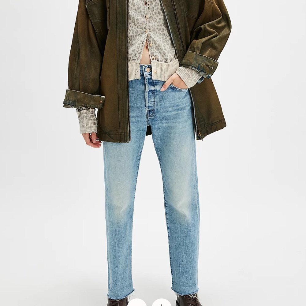 MOTHER The Scrapper Cuff Ankle Fray Jeans, Size 33